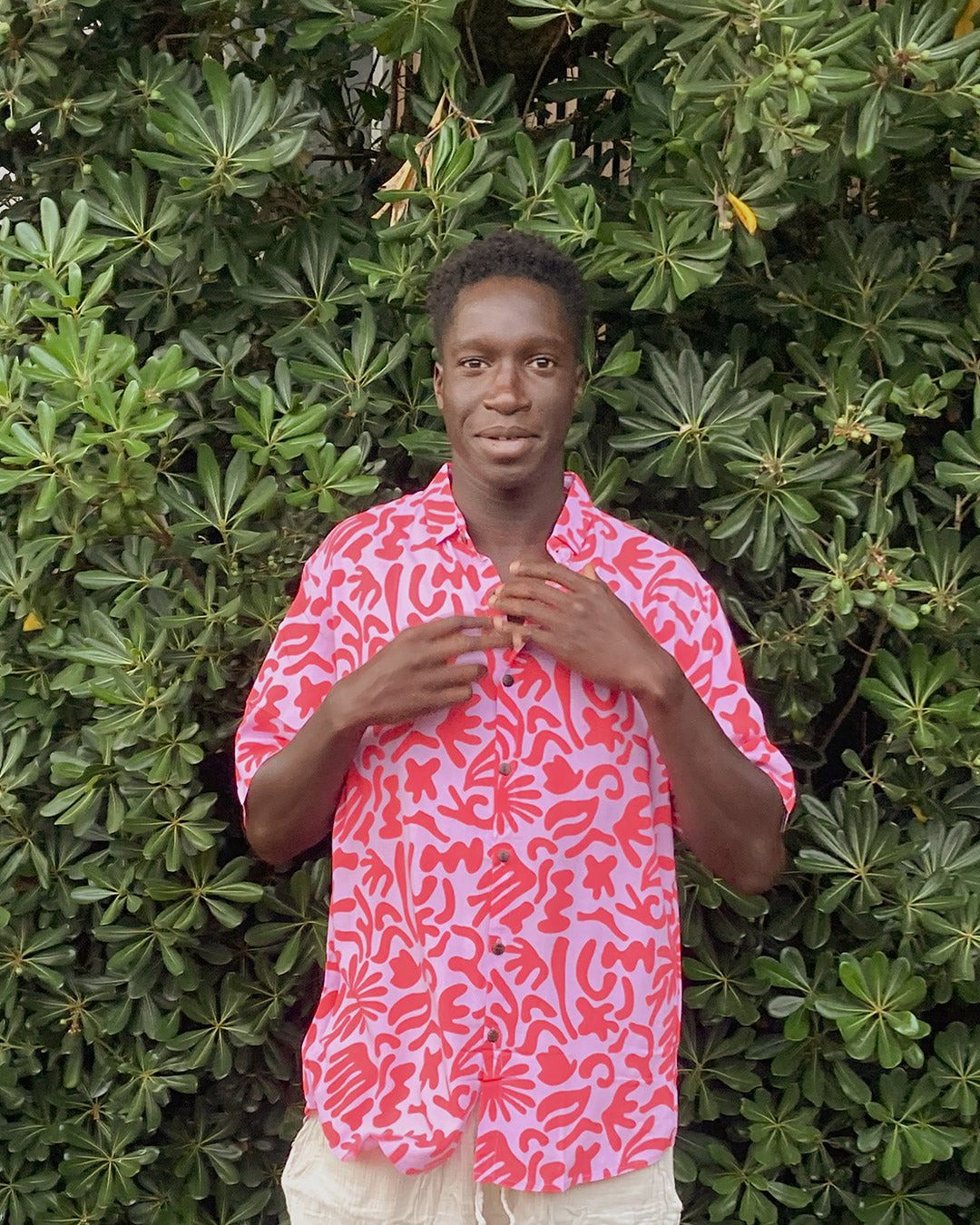 chemise motif corail rouge electrique reef kacang
