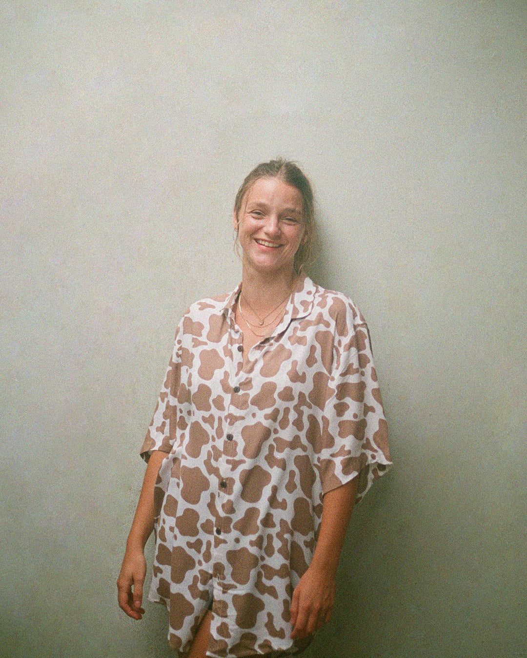 chemise imprimé peau de vache marron kacang
