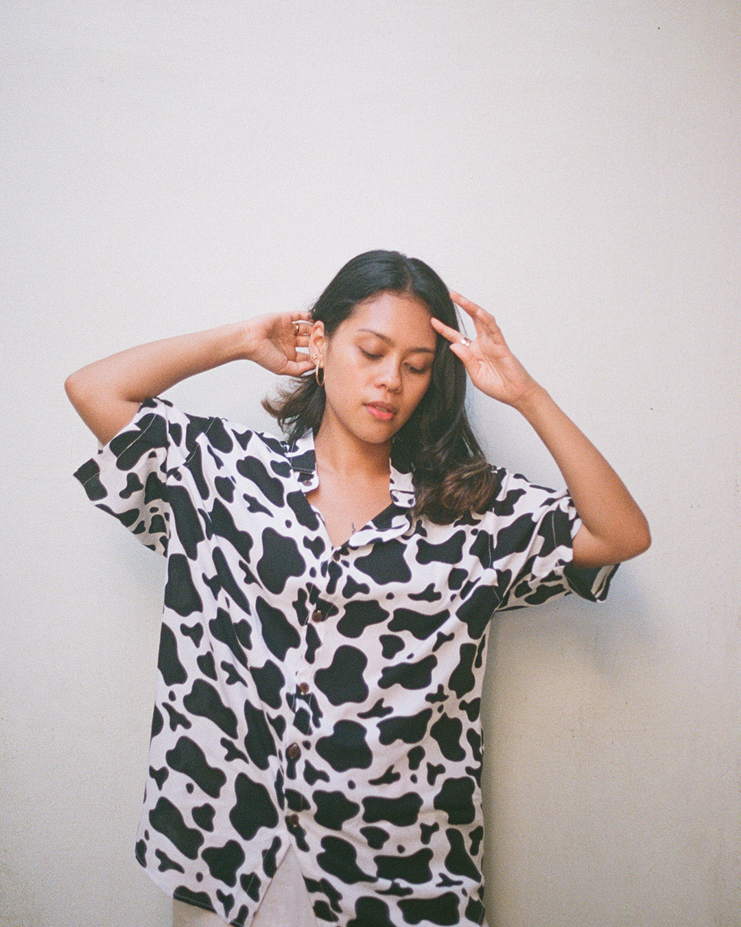 chemise imprimé peau de vache noir kacang