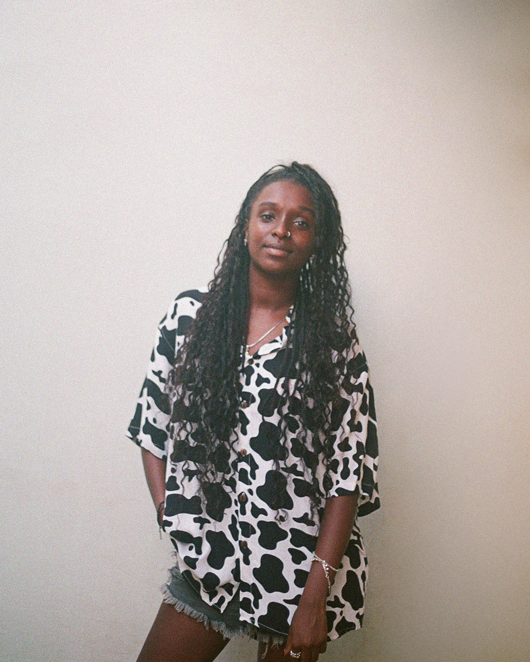 chemise imprimé peau de vache noir kacang