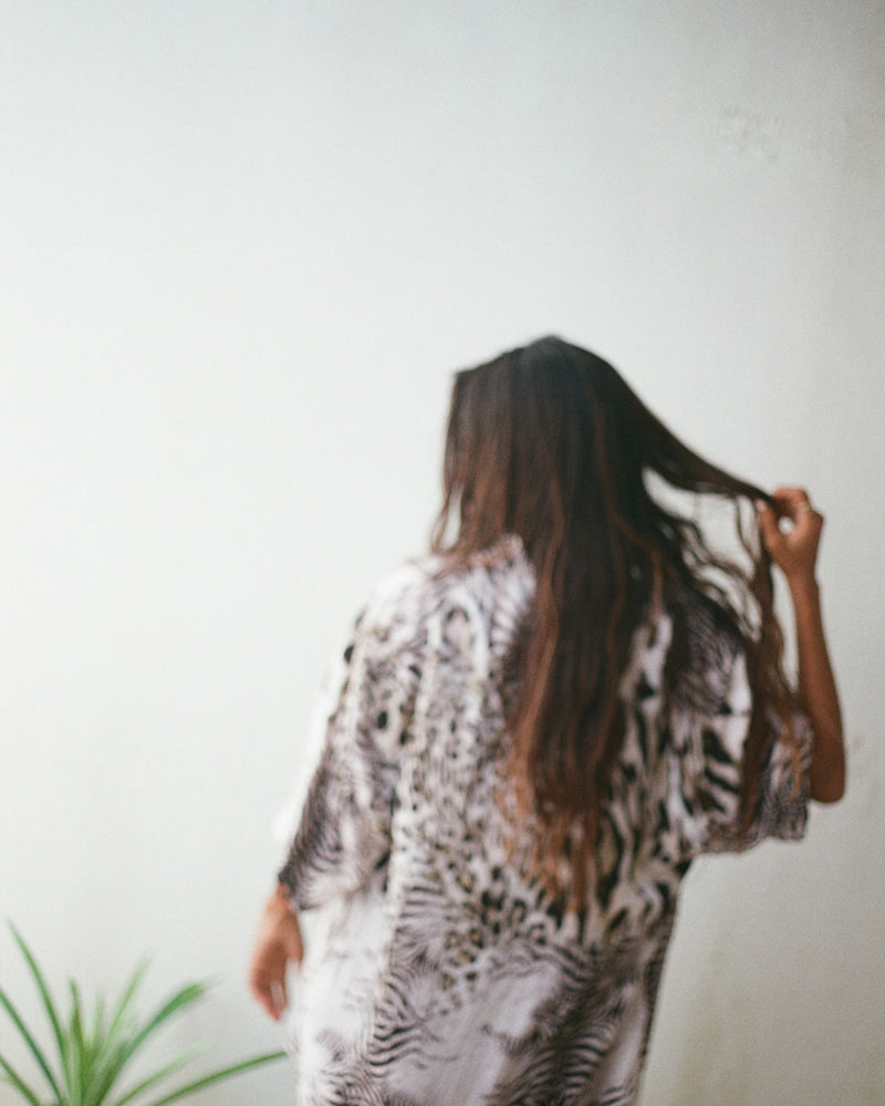 Chemise peau de léopard zébré mixte kacang