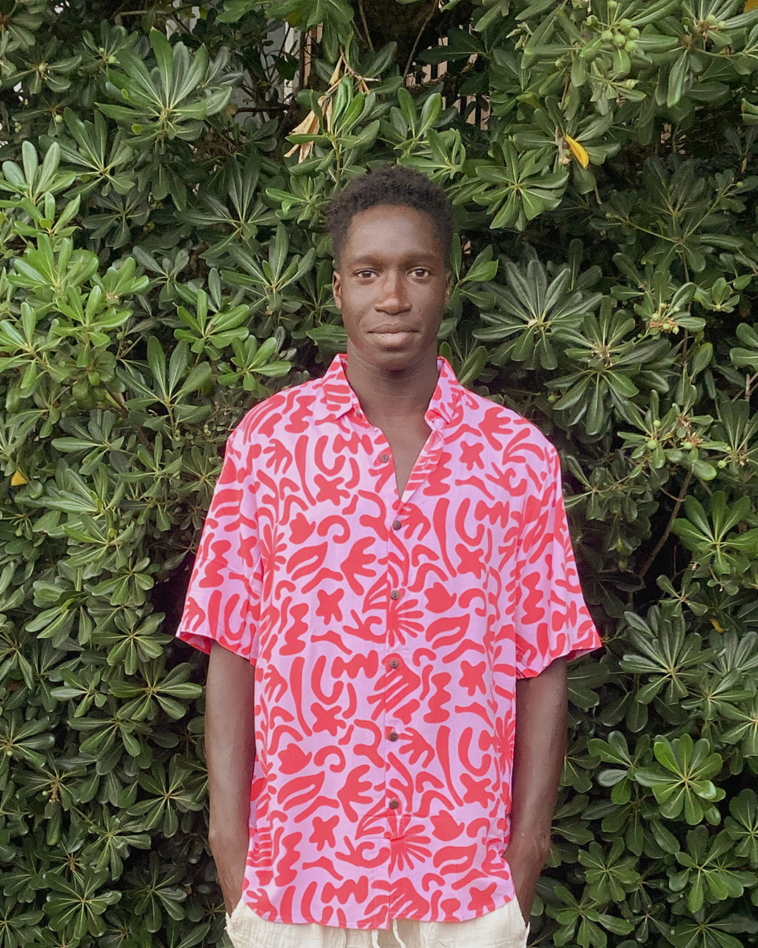 chemise motif corail rouge electrique reef kacang
