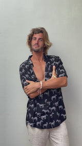 Chemise zèbres noir mixte